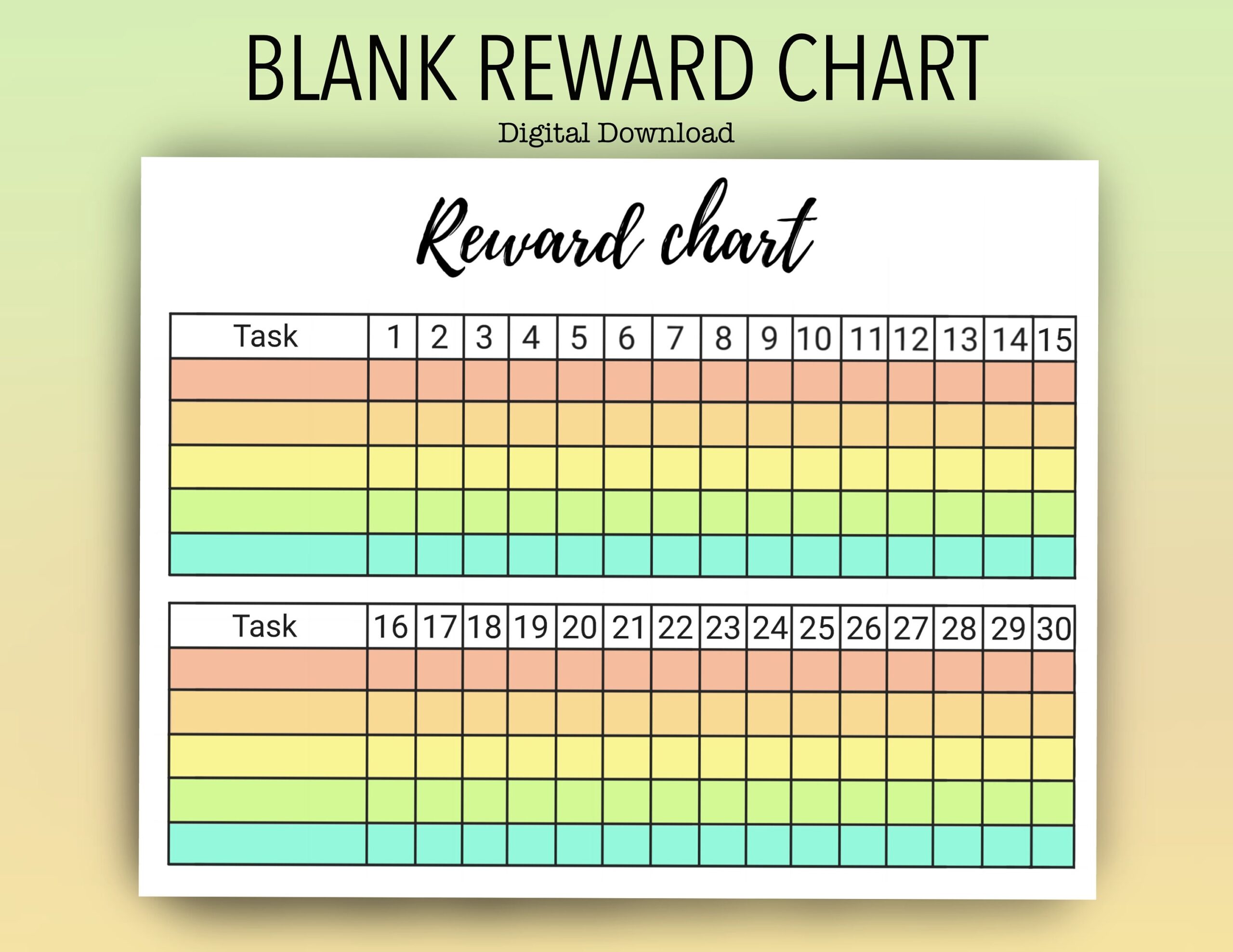 Kids Printable Blank Reward Chart Monthly Sticker Prize Chart 