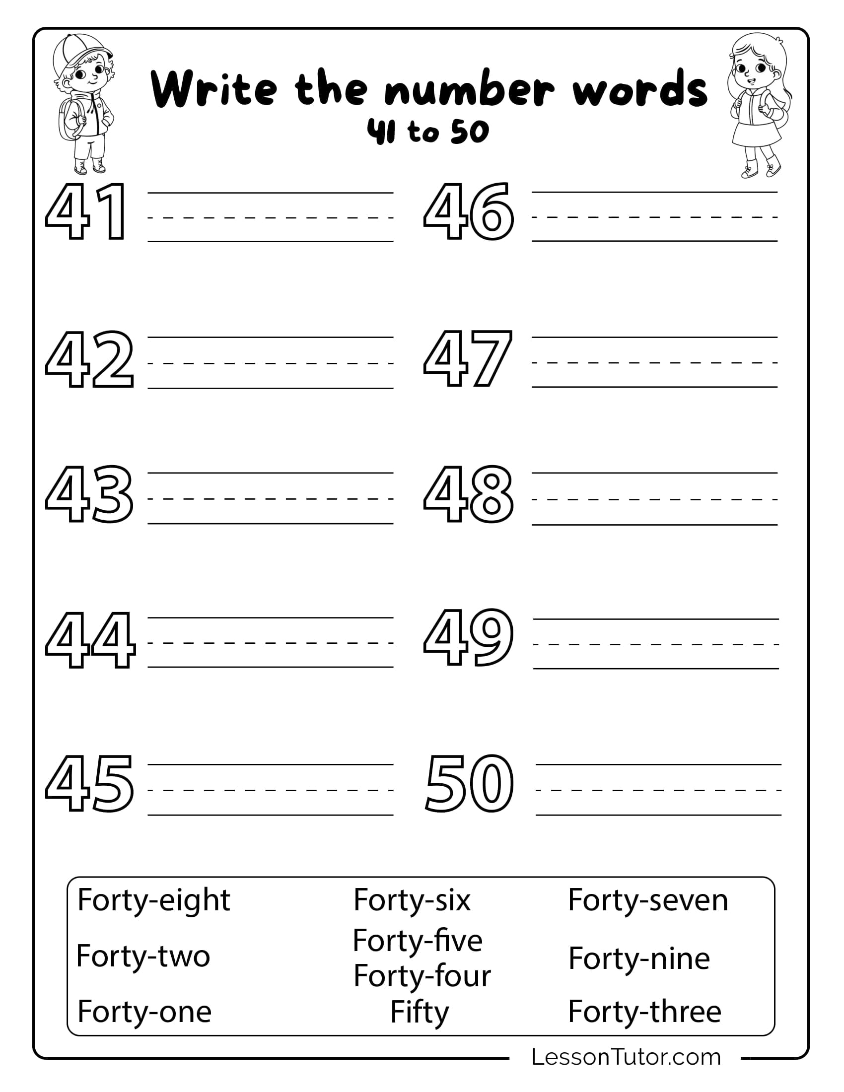 Printable Numbers 1 To 50 Worksheets