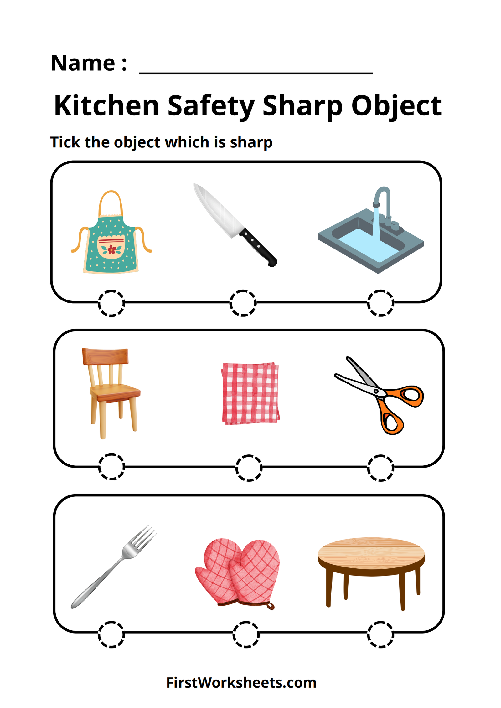 Printable Kitchen Safety Worksheets