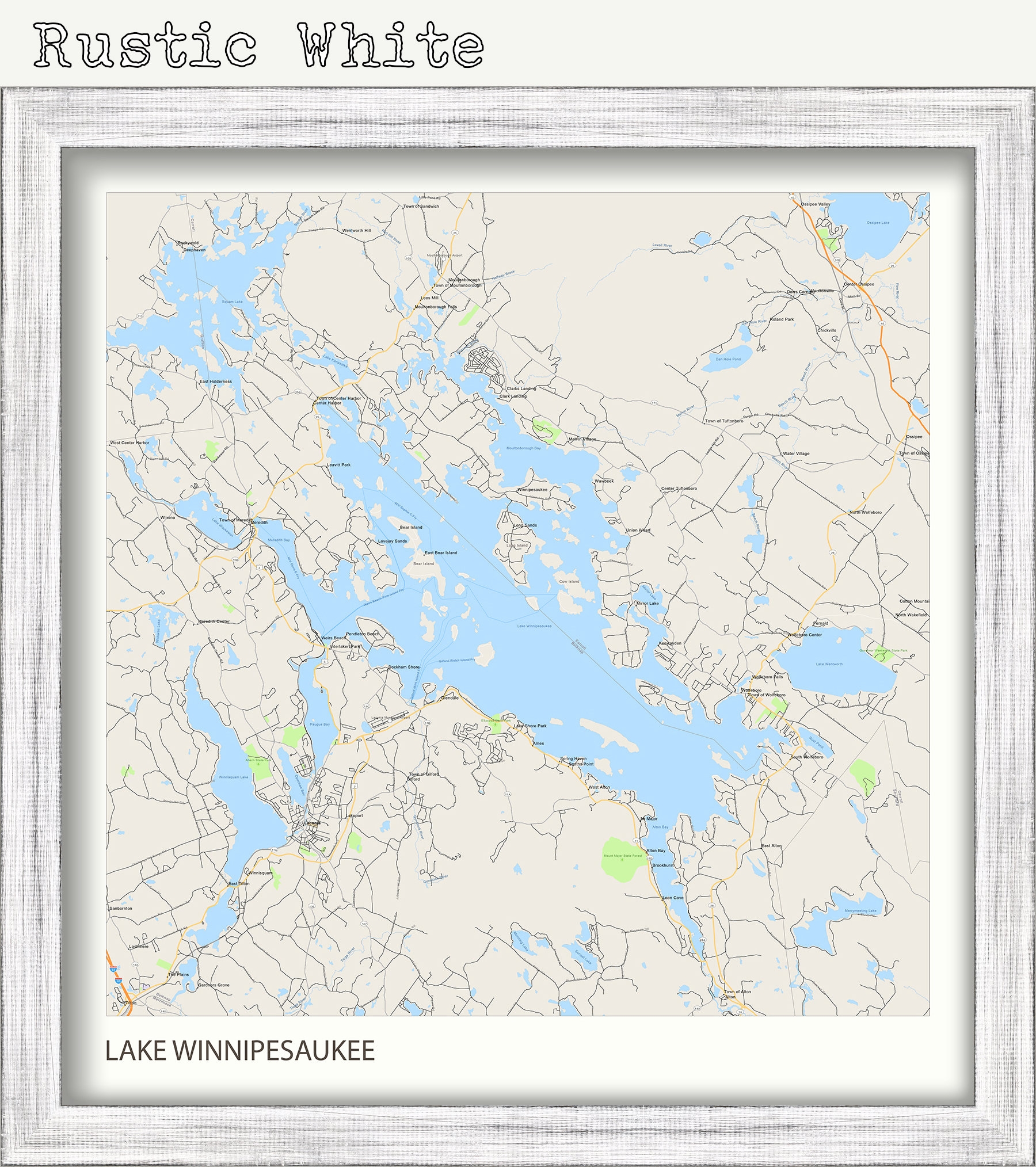 LAKE WINNIPESAUKEE New Hampshire Map Poster Etsy