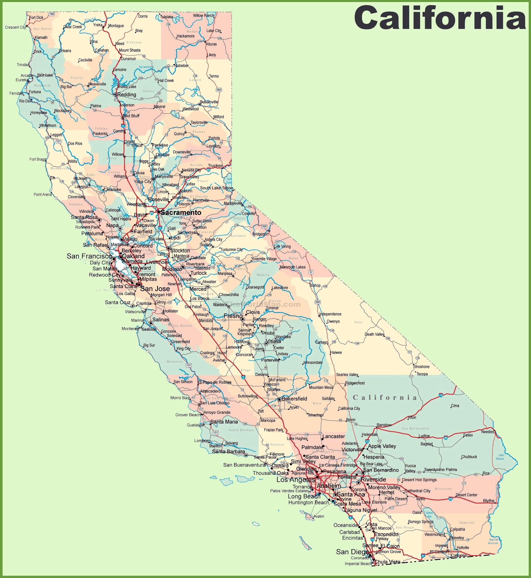 Large California Maps For Free Download And Print High Worksheets Library