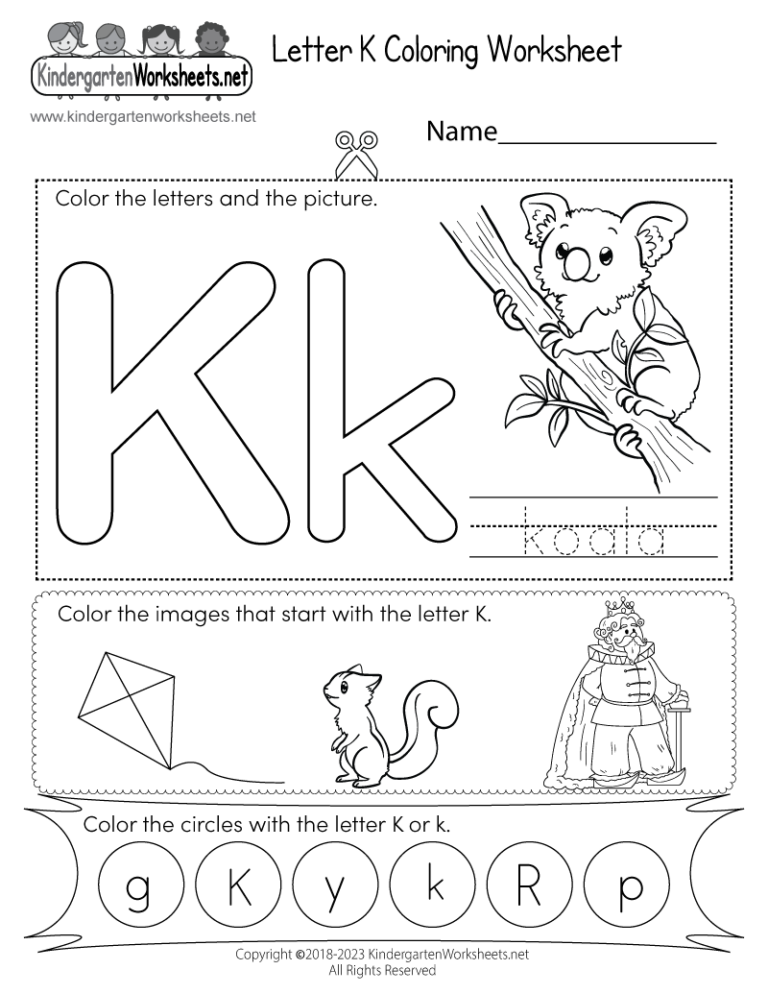 Letter K Coloring Worksheet Free Printable Digital U0026 PDF