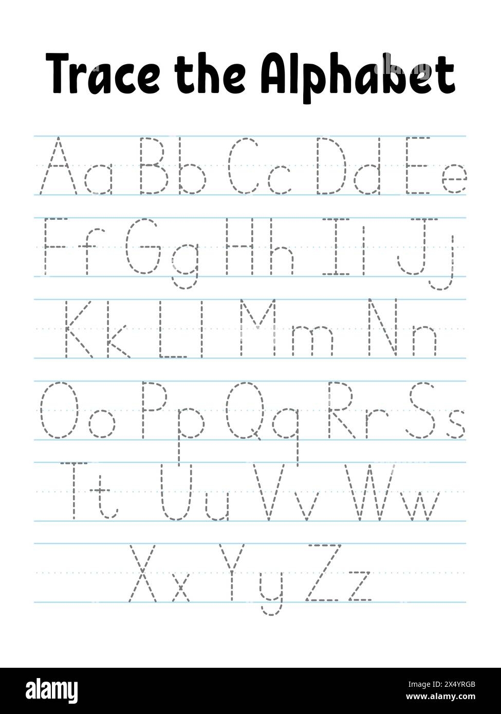 Letter Tracing Alphabet Worksheet Cut Out Stock Images Pictures Alamy