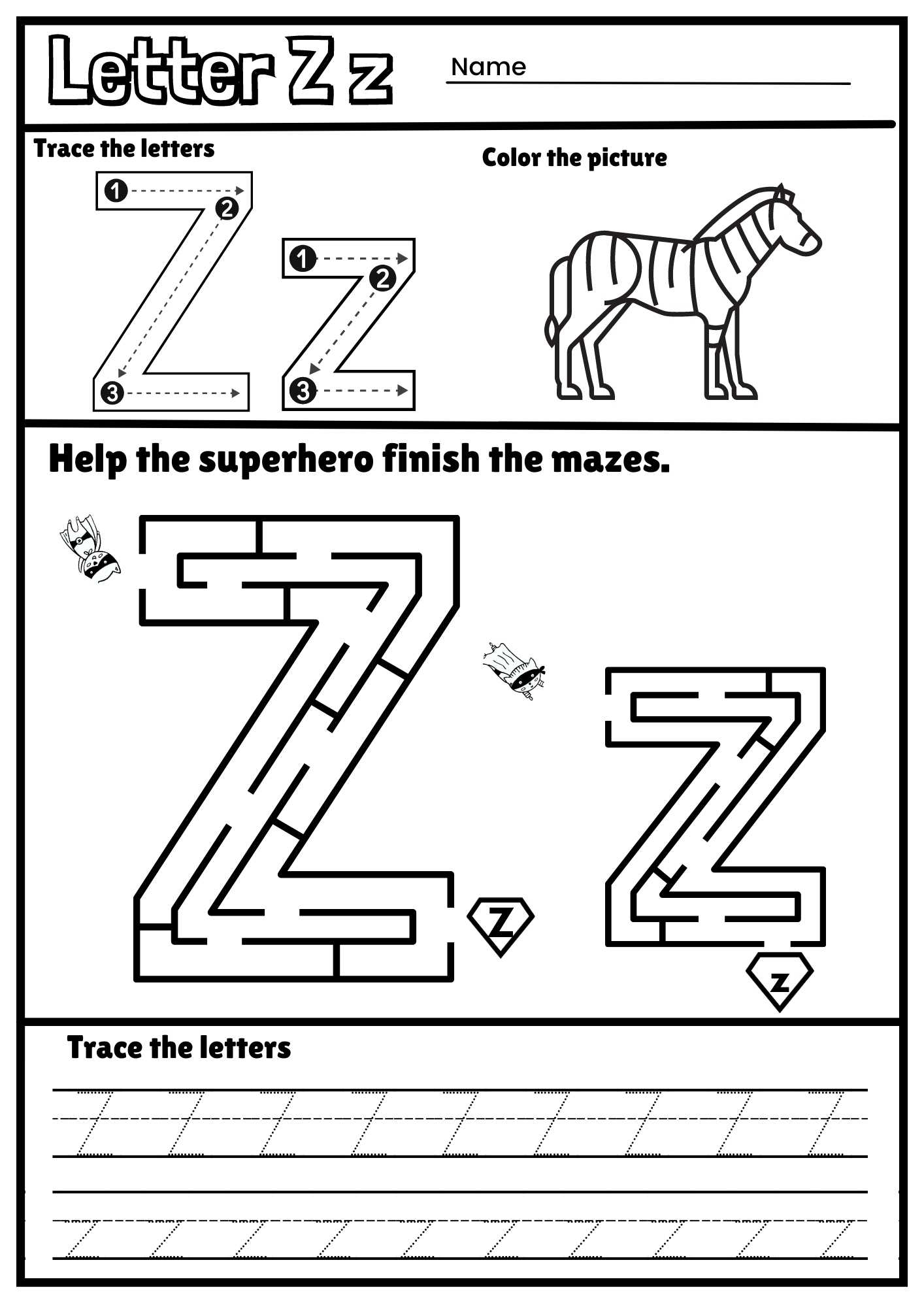 Printable Letter Z Worksheets For Preschool