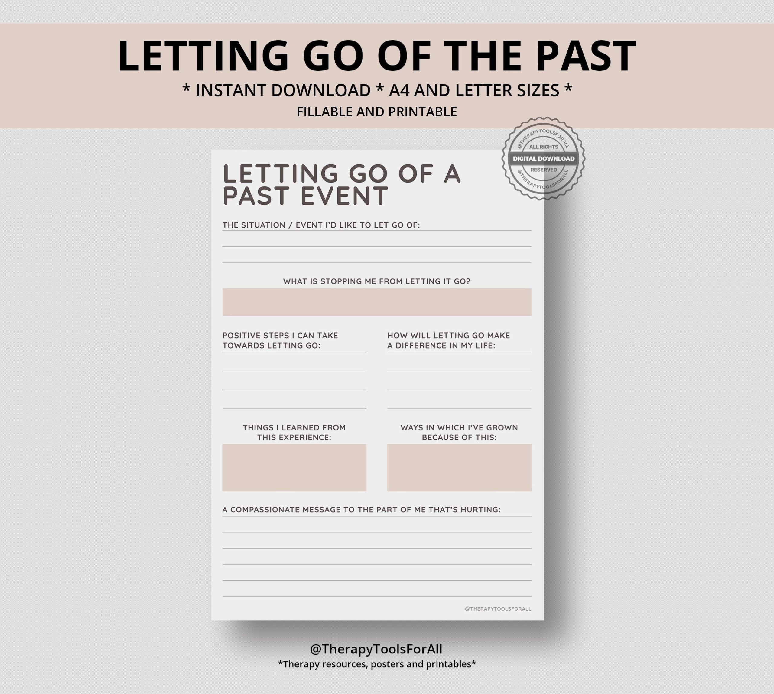 Letting Go Forgiveness Printable Interactive Worksheet Journal Inserts Planner Notebook Self Help Tool Therapy Mental Health Counseling Aid Etsy