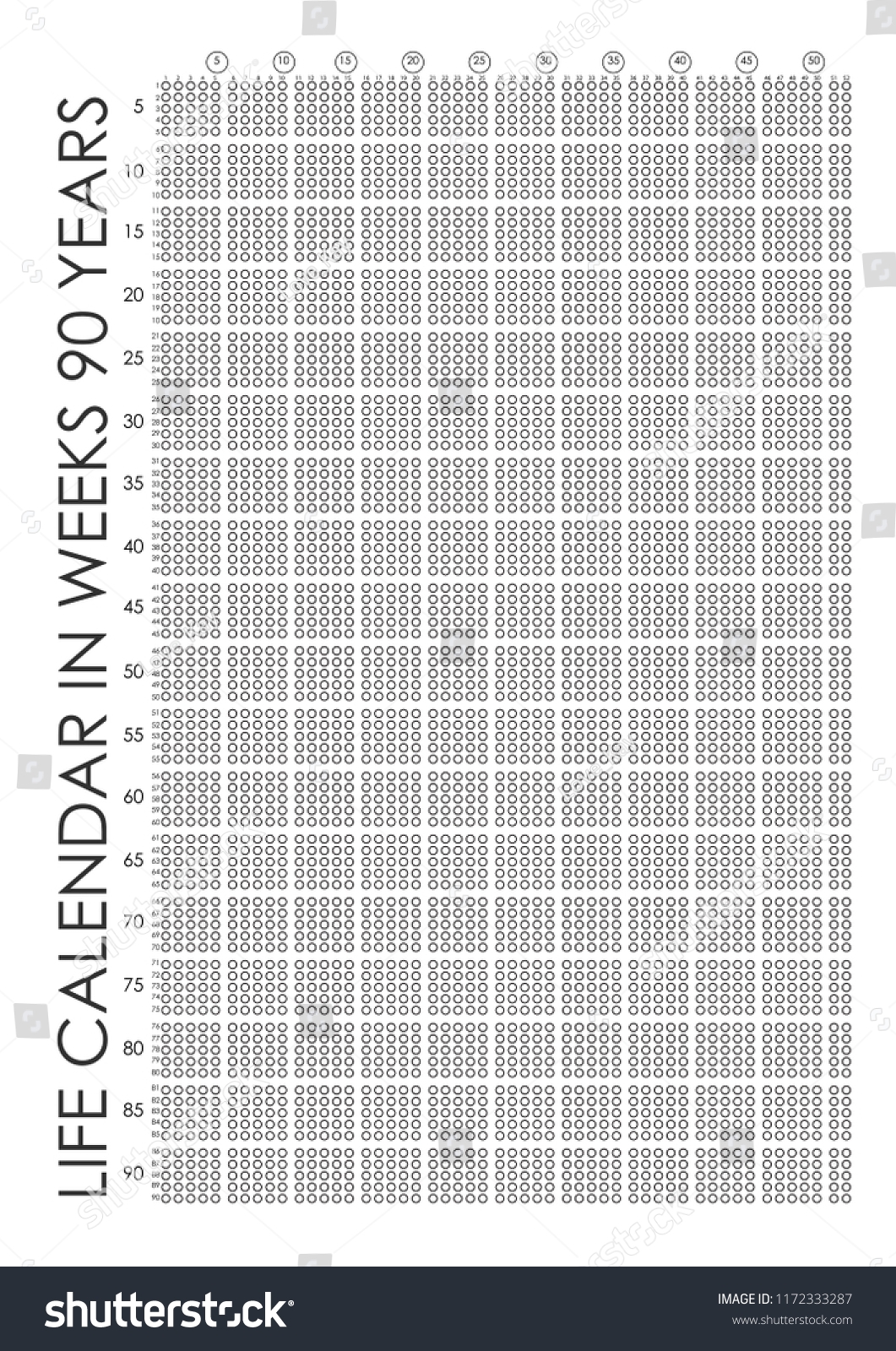 Life Calendar Your Life Weeks Vector Stock Vector Royalty Free 1172333287 Shutterstock