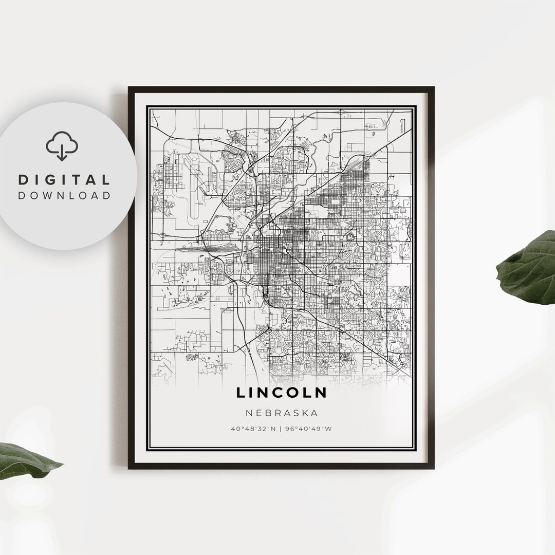 Lincoln Map Print Nebraska NE USA Map Art Poster Printable City Street Road Map Printable City Map NP188 Etsy
