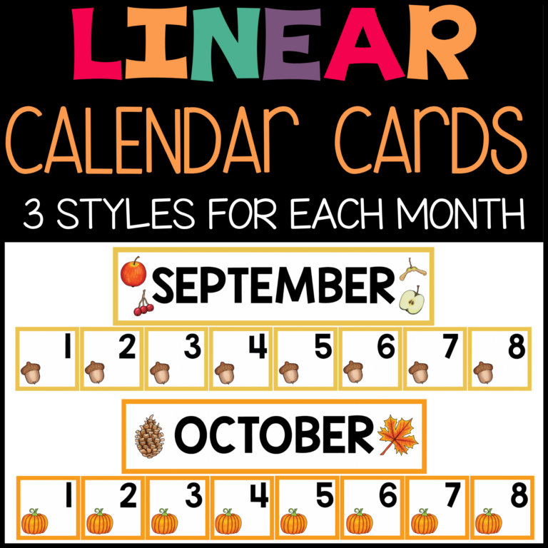 Linear Calendars For Preschool Teaching Mama