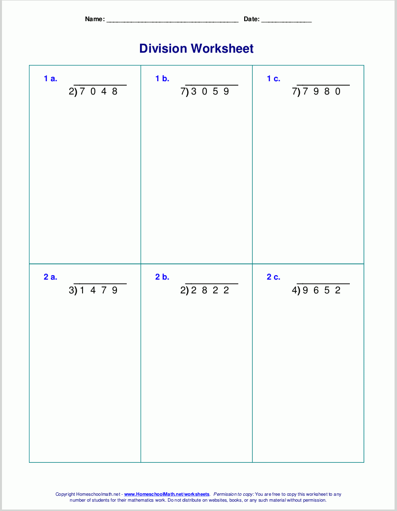 Printable Division Worksheets