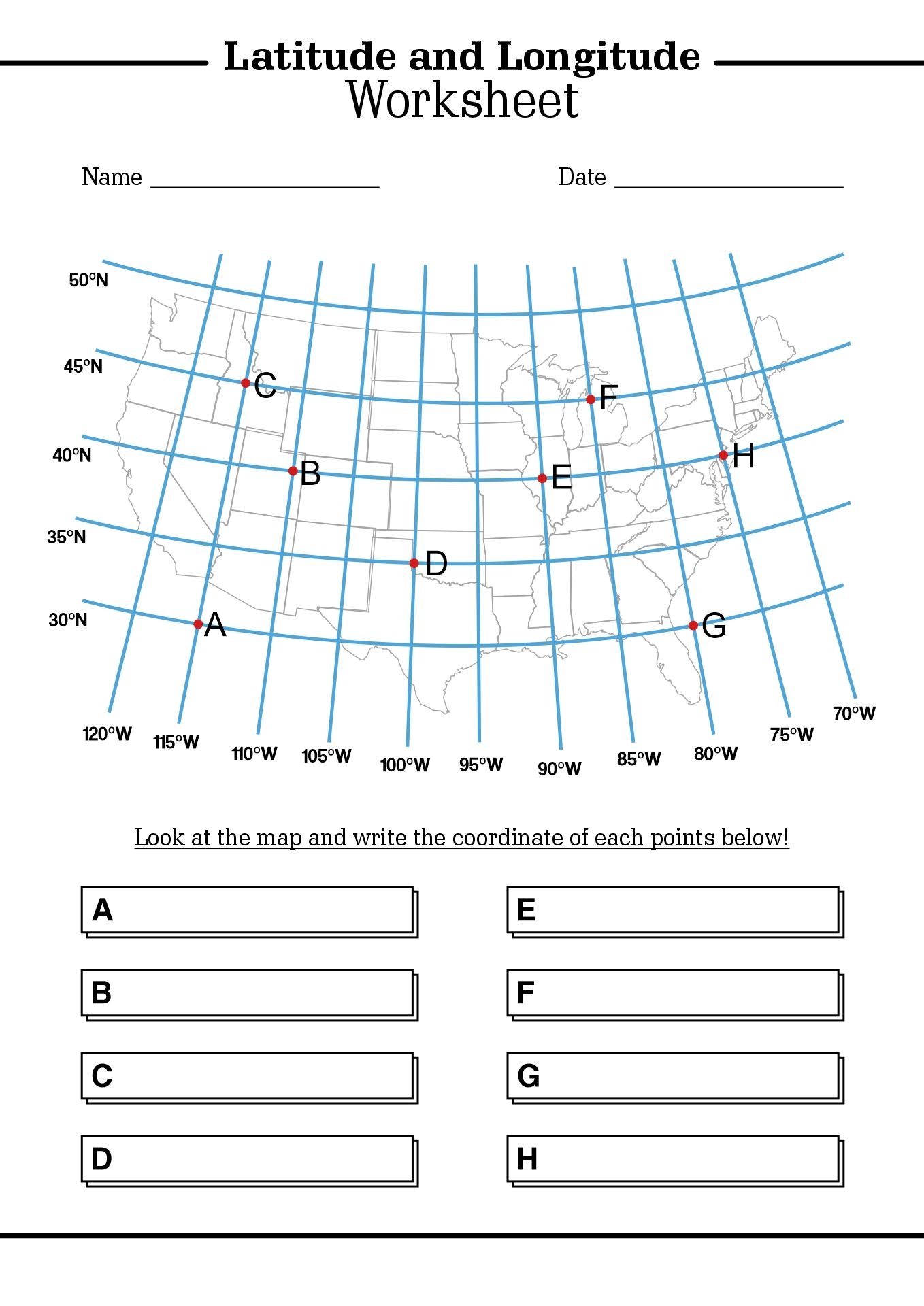 Free Printable Longitude And Latitude Worksheets