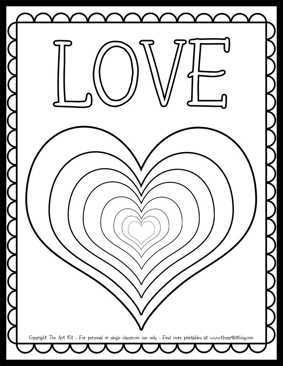Love With Many Hearts Coloring Page FREE Printable The Art Kit