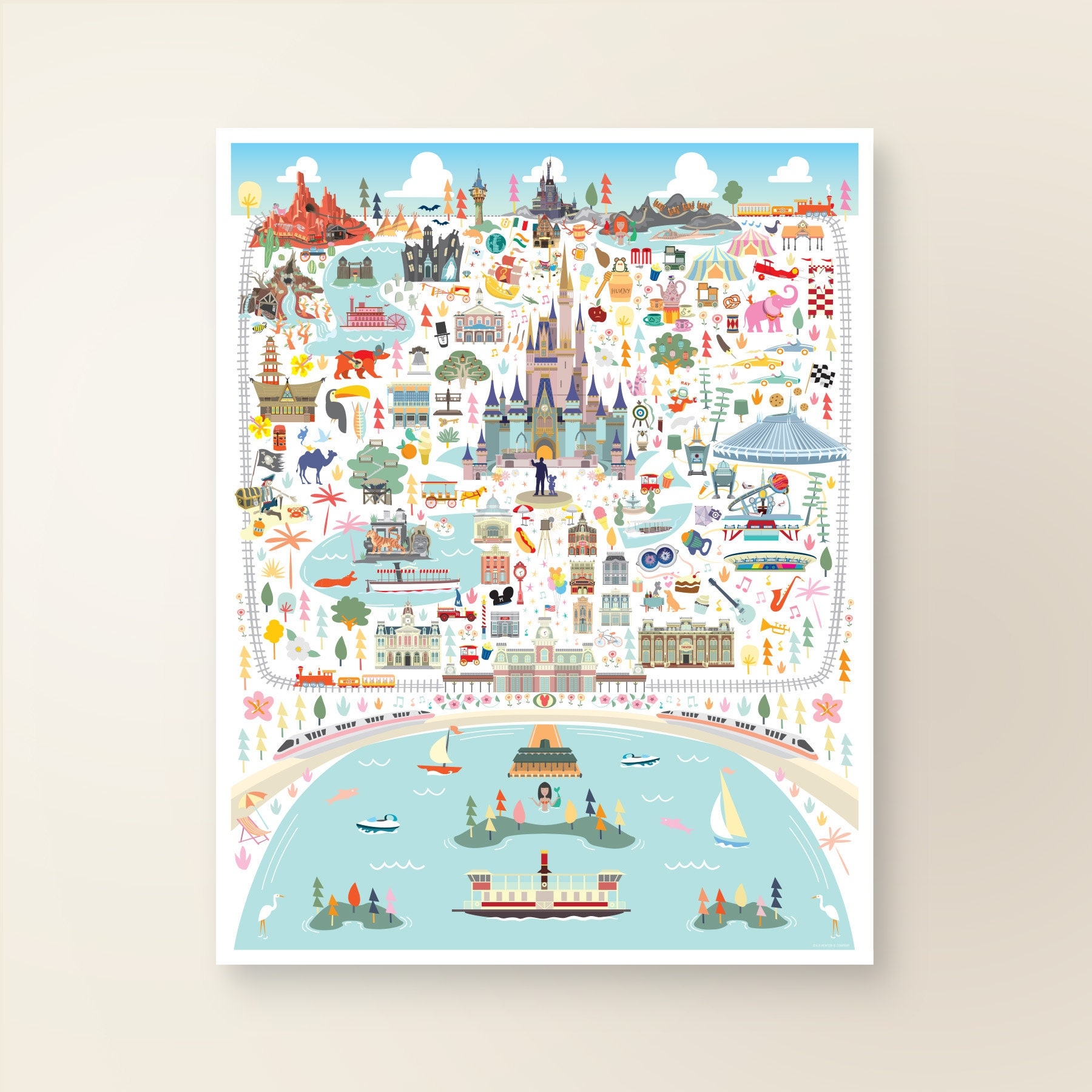 MAGIC KINGDOM Poster Walt Disney World Magic Kingdom Whimsical 