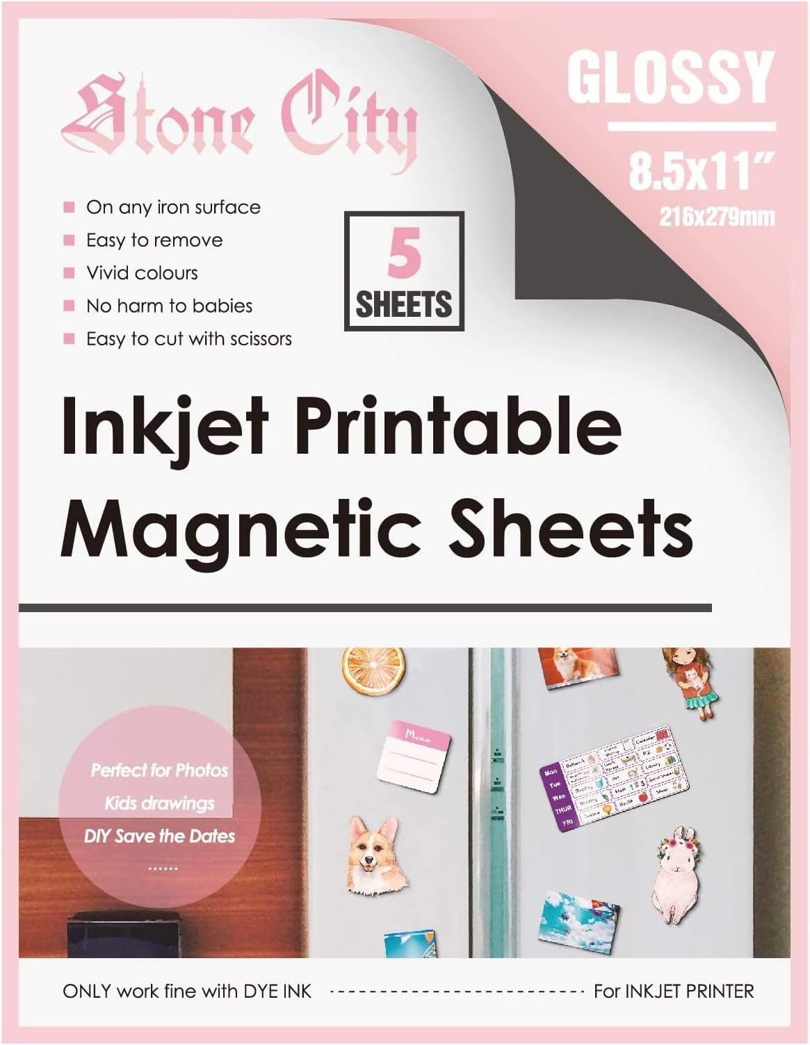 Magnet Paper Bulk Printable Magnet Sheets Glossy 13 5mil 8 5x11 Inches For Inkjet Printers 50 Sheets 8 5x11 Magnet Sheets