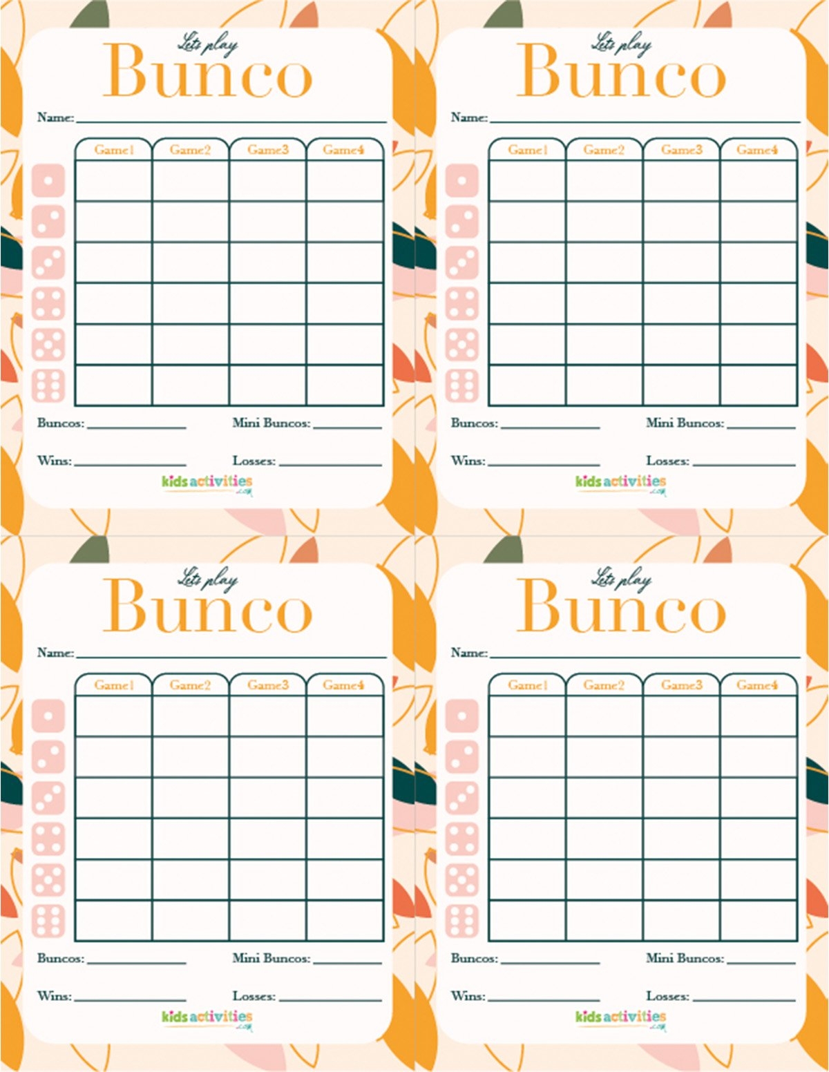 Make A Bunco Party Box With Free Printable Bunco Score Sheets Kids Activities Blog