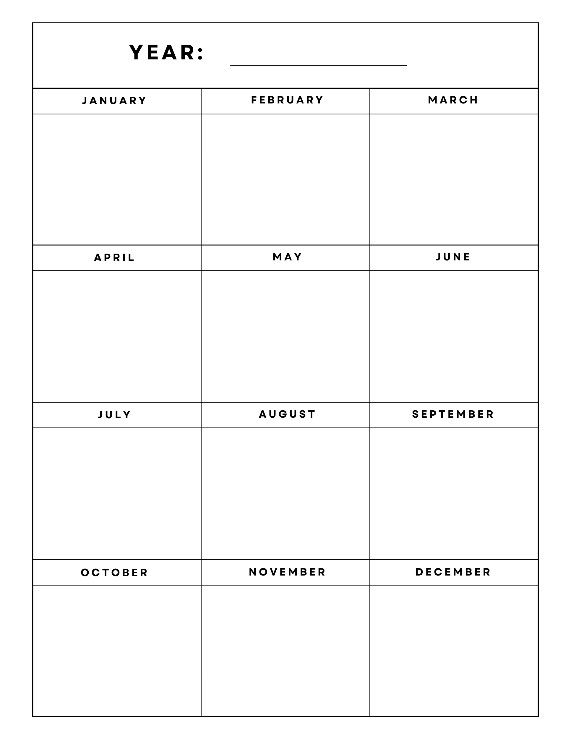 Free Printable Full Page Blank Calendar