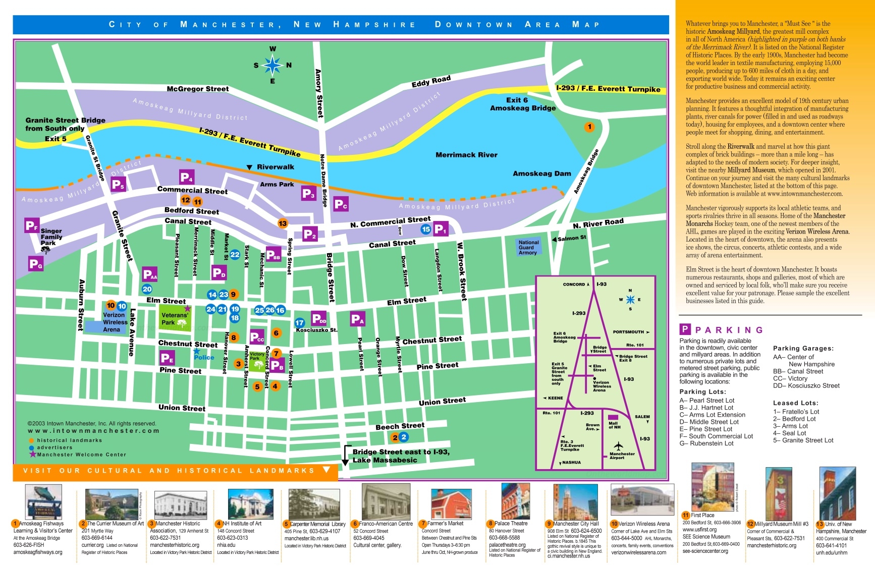 Manchester NH Tourist Map Ontheworldmap
