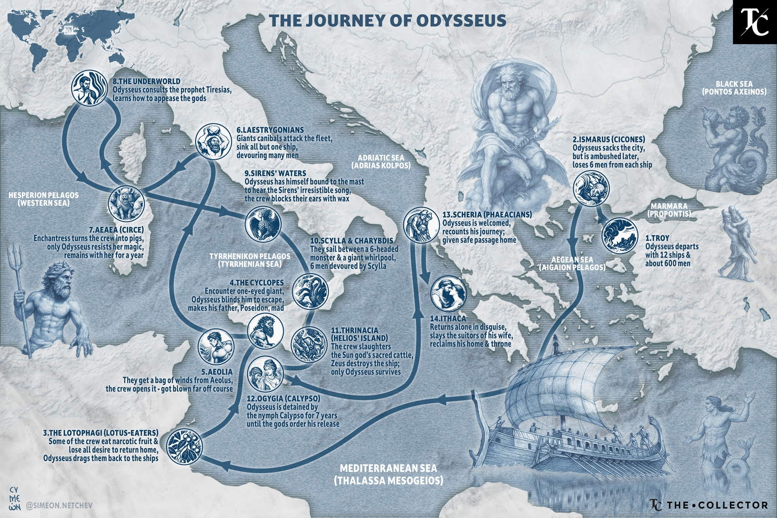 Map Odysseus Journey In Homer s Odyssey TheCollector