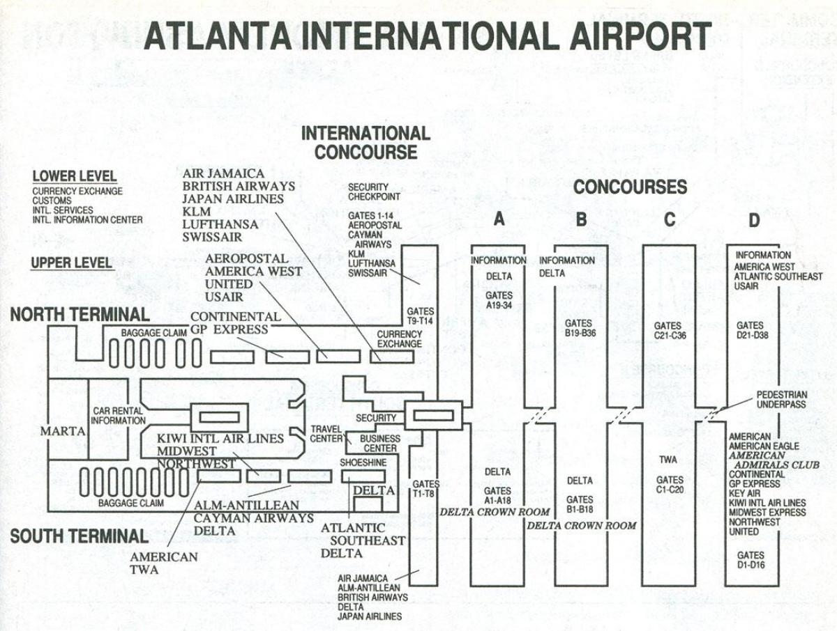 Map Of Atlanta Airport Map Of Atl Airport United States Of America 