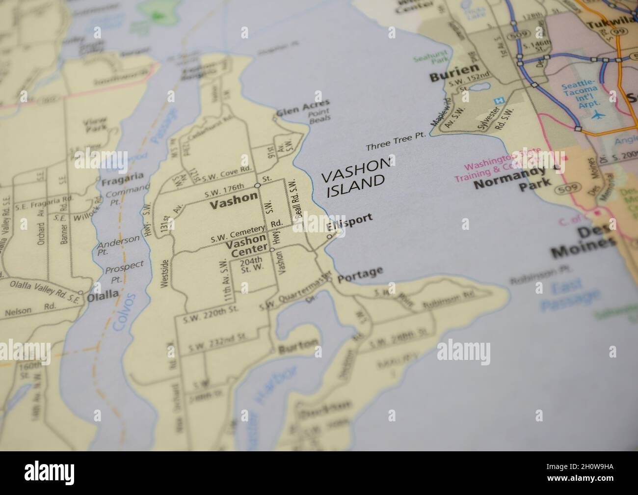 Map Of City Of Vashon Island WA Stock Photo Alamy
