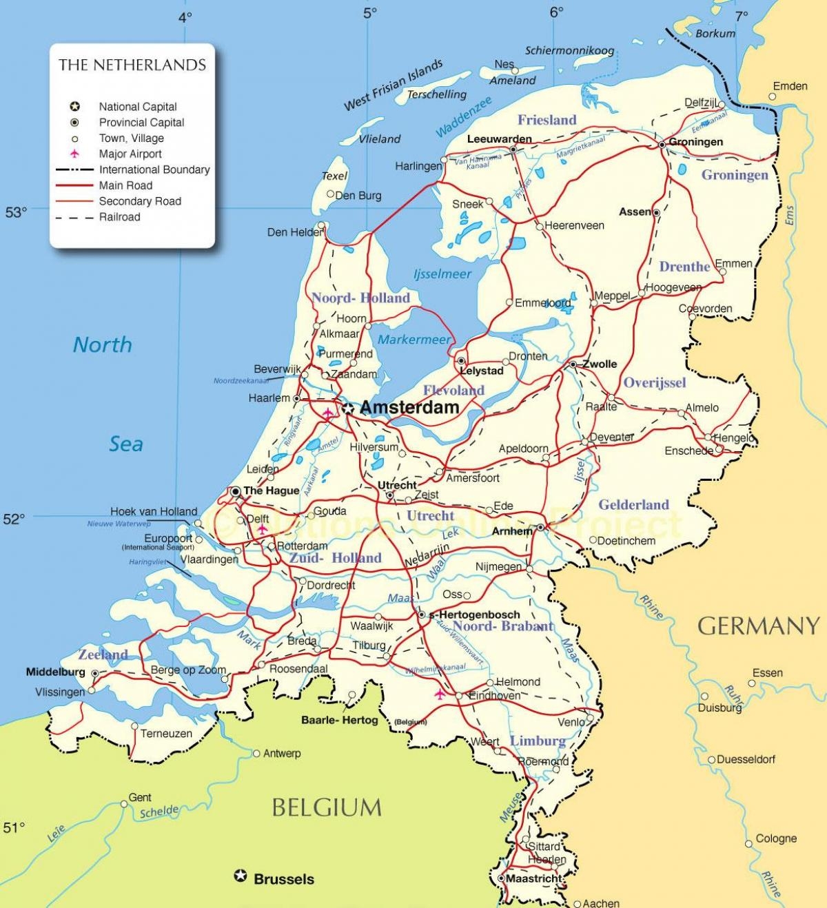 Free Printable Map Of The Netherlands