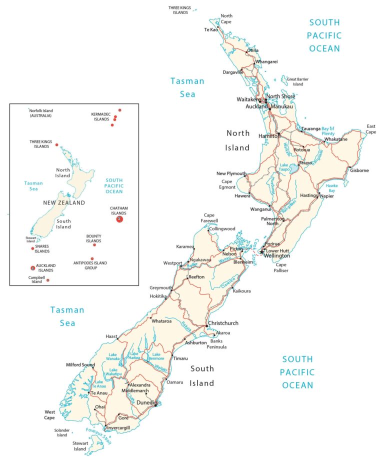 Map Of New Zealand Cities And Roads GIS Geography