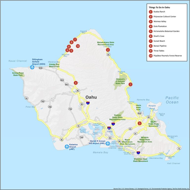 Map Of Oahu Island Hawaii GIS Geography