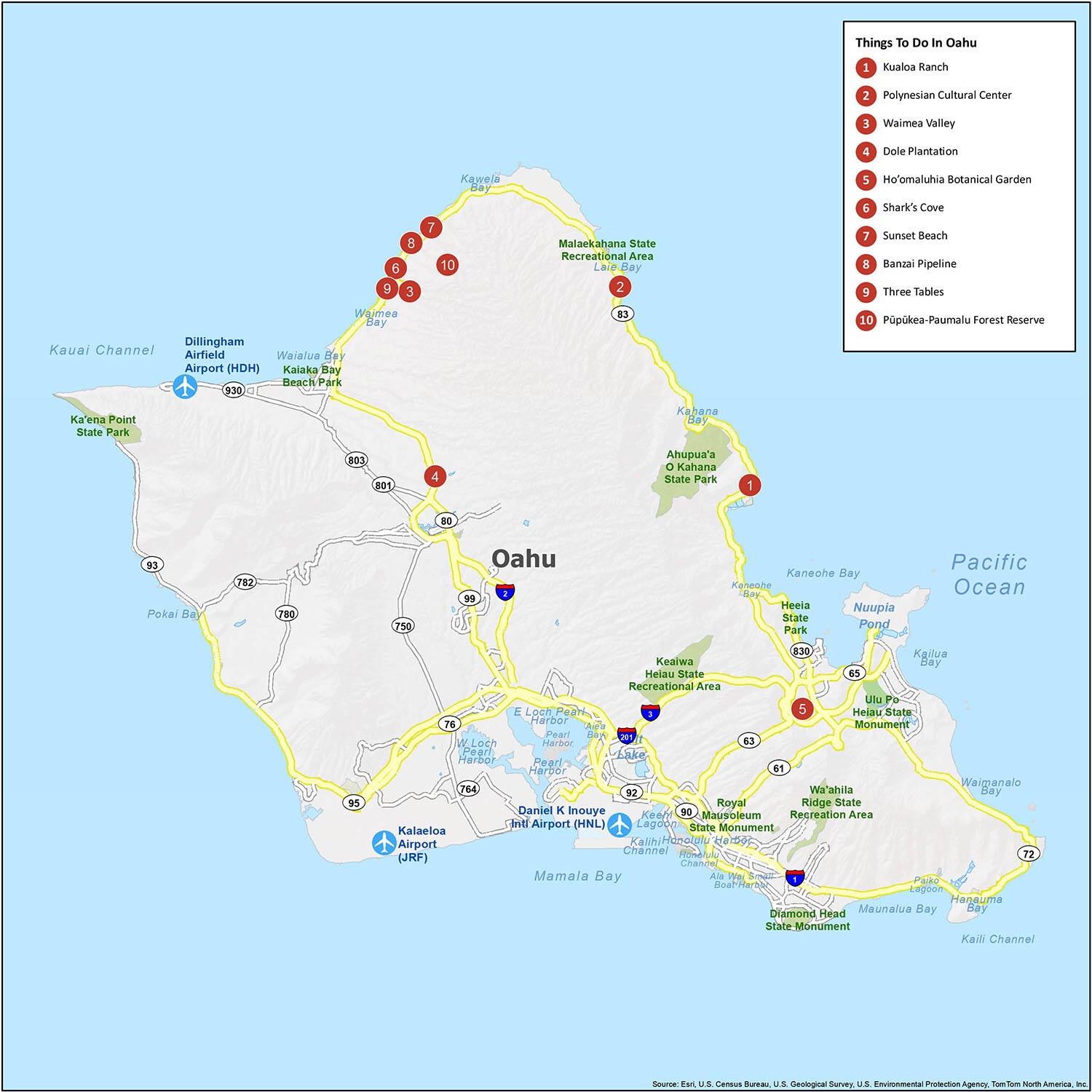 Printable Tourist Map Of Oahu