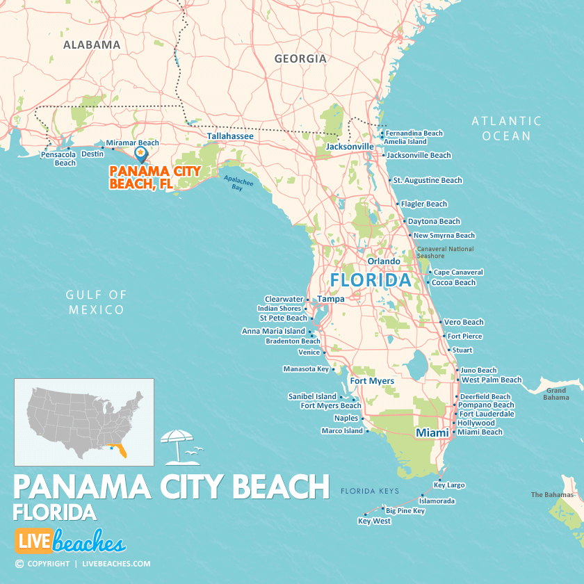 Map Of Panama City Beach Florida Live Beaches