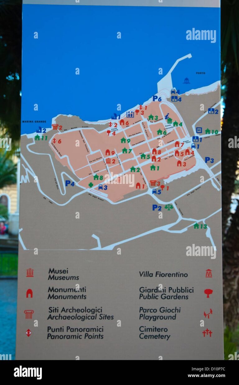 Map Of Sorrento For Tourists In Old Town Sorrento Resort Town La Campania Region Southern Italy Europe Stock Photo Alamy