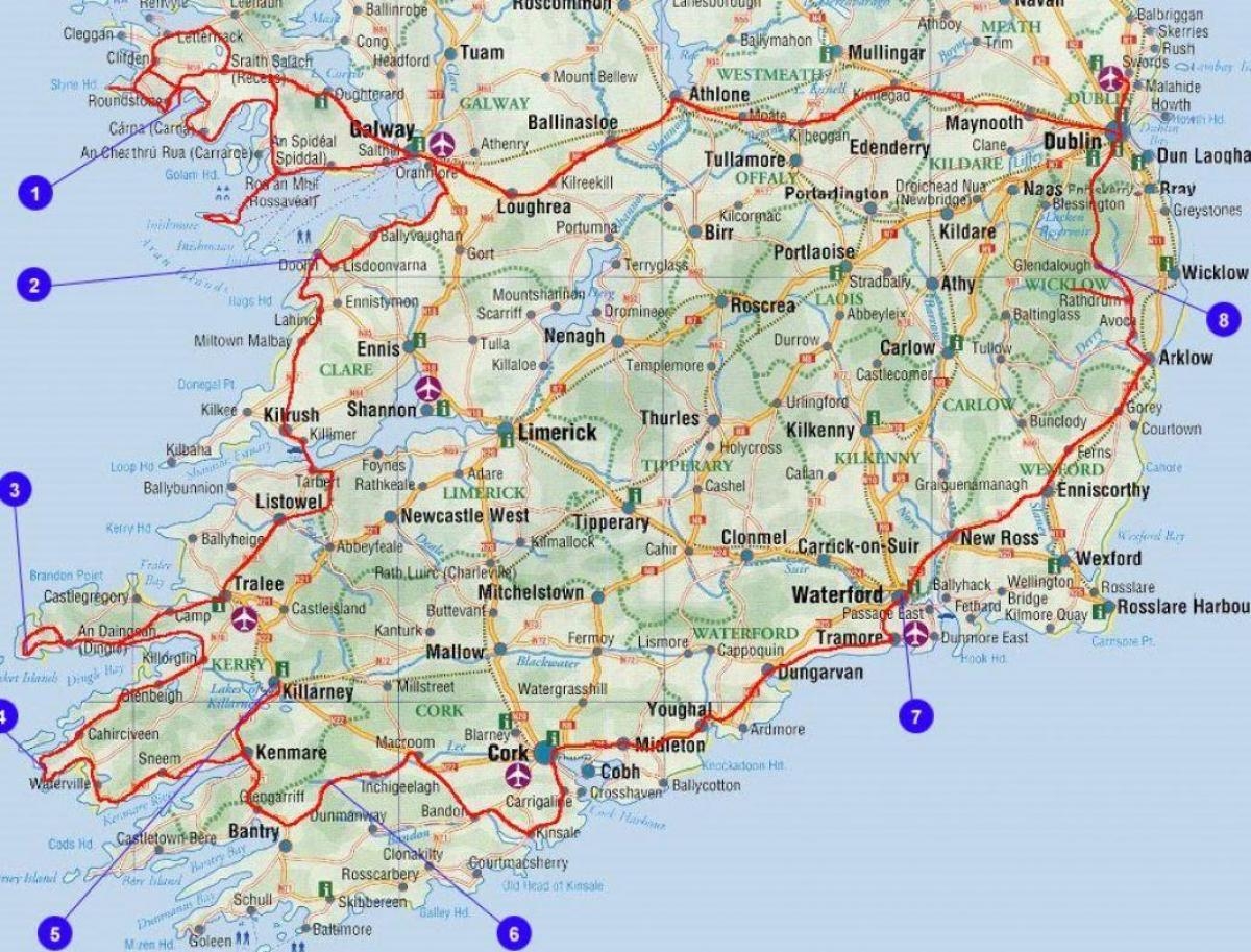 Map Of Southern Ireland Counties And Cities Map Of Southern 