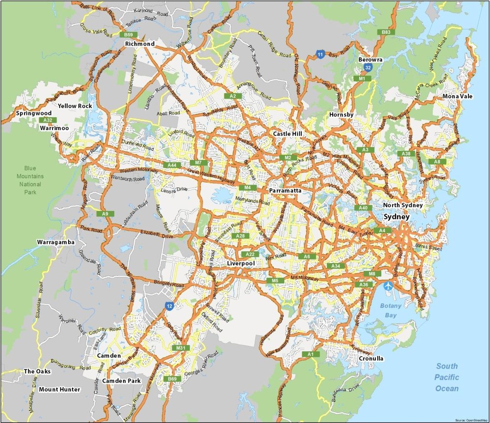 Map Of Sydney Australia GIS Geography