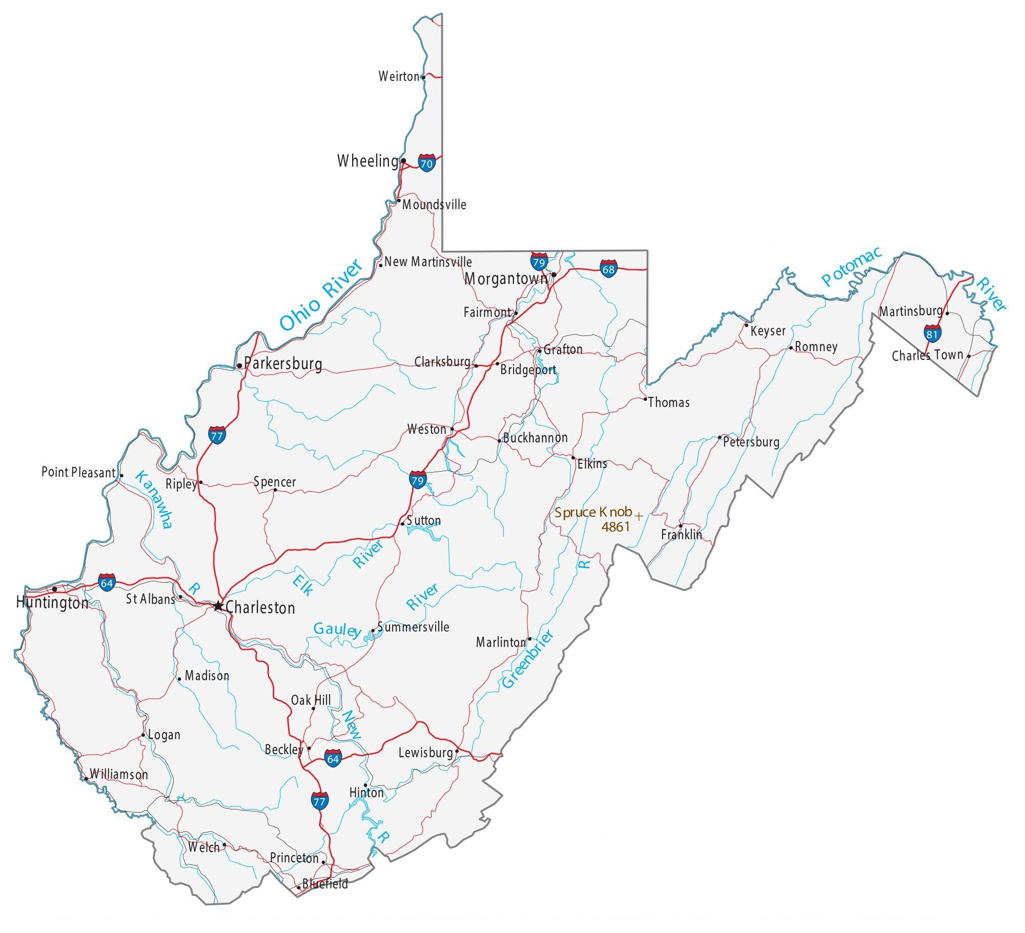 Map Of West Virginia Cities And Roads GIS Geography