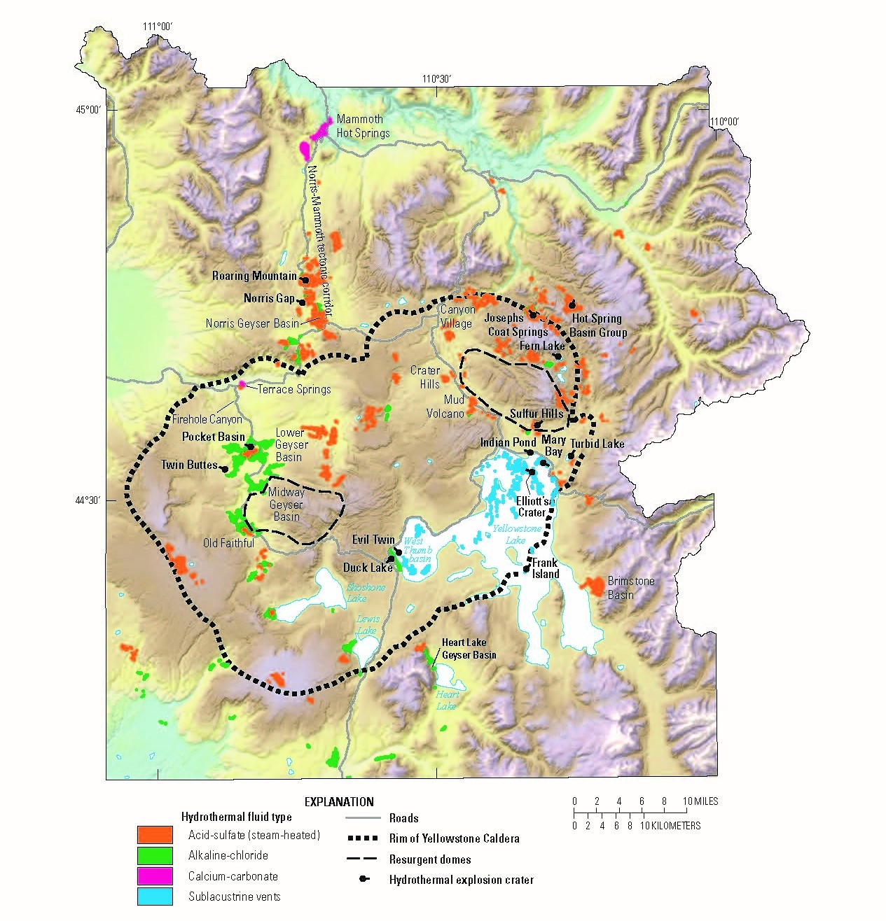 Map Of Yellowstone National Park Showing Locations Of Thermal Basins U S Geological Survey Map Of Yellowstone National Park Showing Locations Of Thermal Basins U S Geological Survey