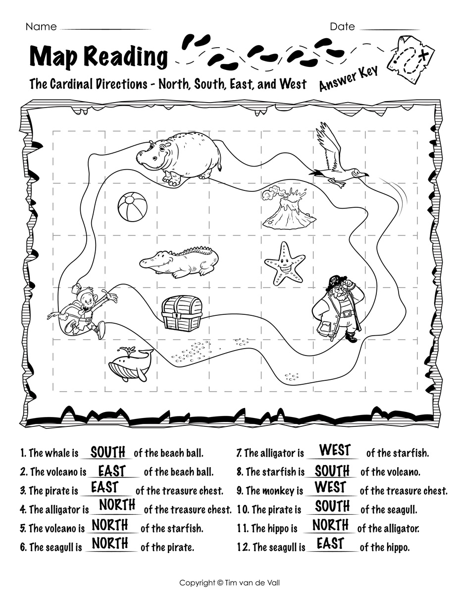 Map Reading Worksheet 01 Answer Key Tim s Printables