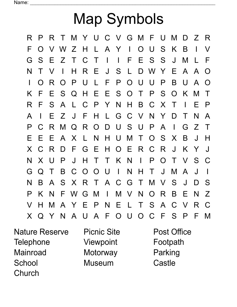 Map Symbols Wordsearch WordMint
