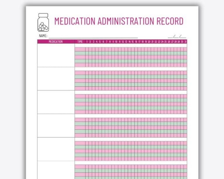 MAR Medication Administration Record Printable Medicine Record Daily Medication Log Health Tracking Sheet Medicine Log Template Etsy