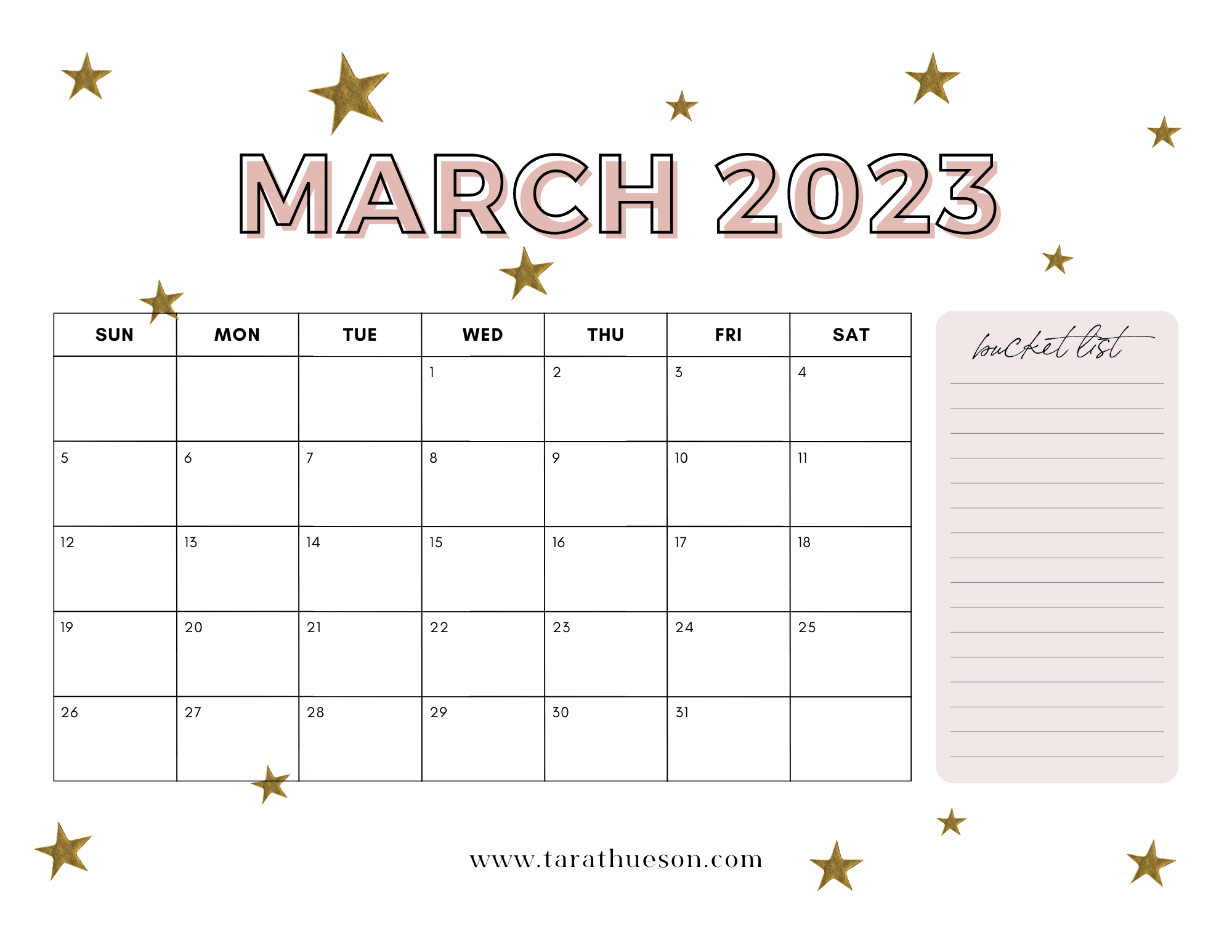 March Calendar Free Printable Tara Thueson March Calendar Free Printable Tara Thueson