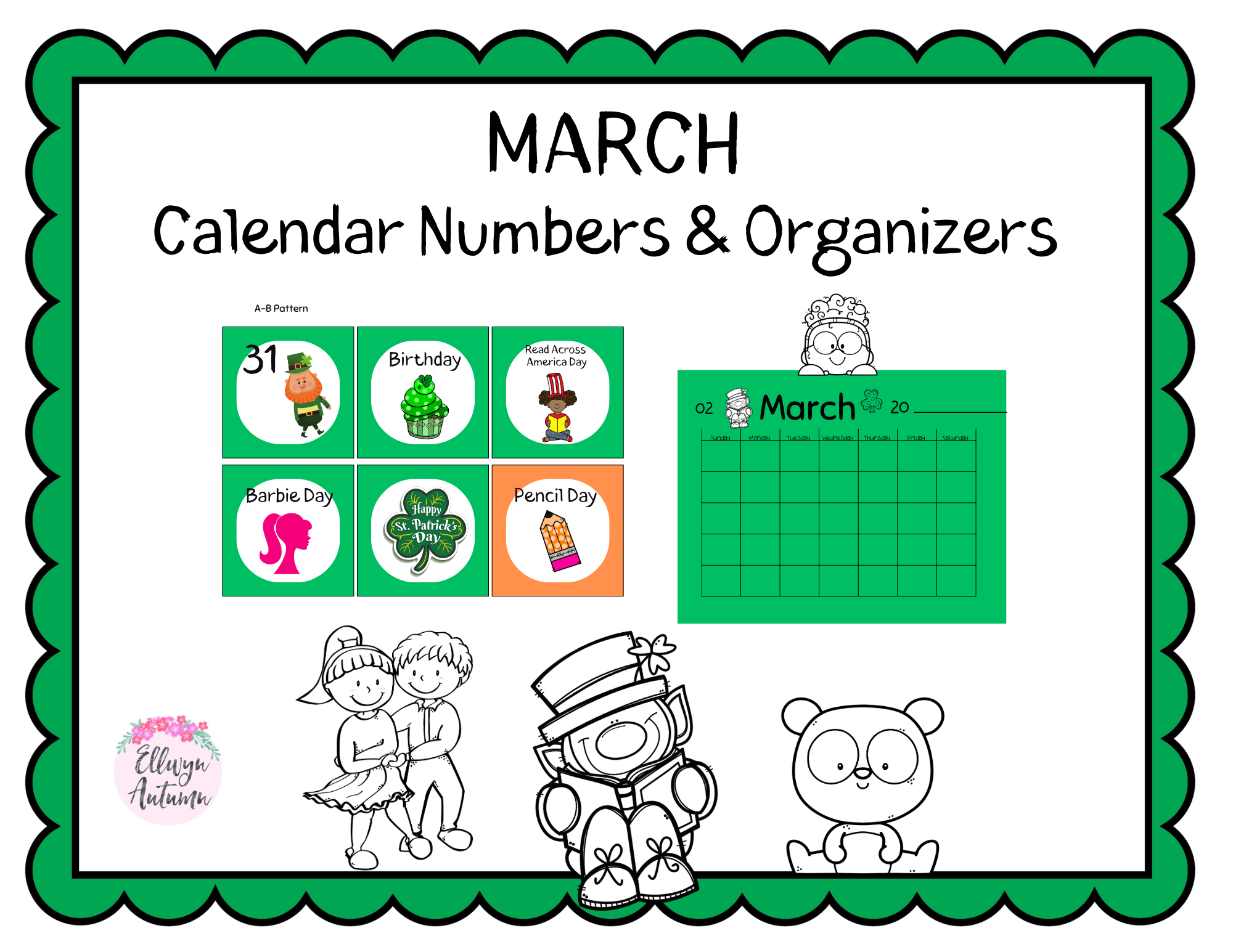 March Calendar Numbers Organizers Made By Teachers