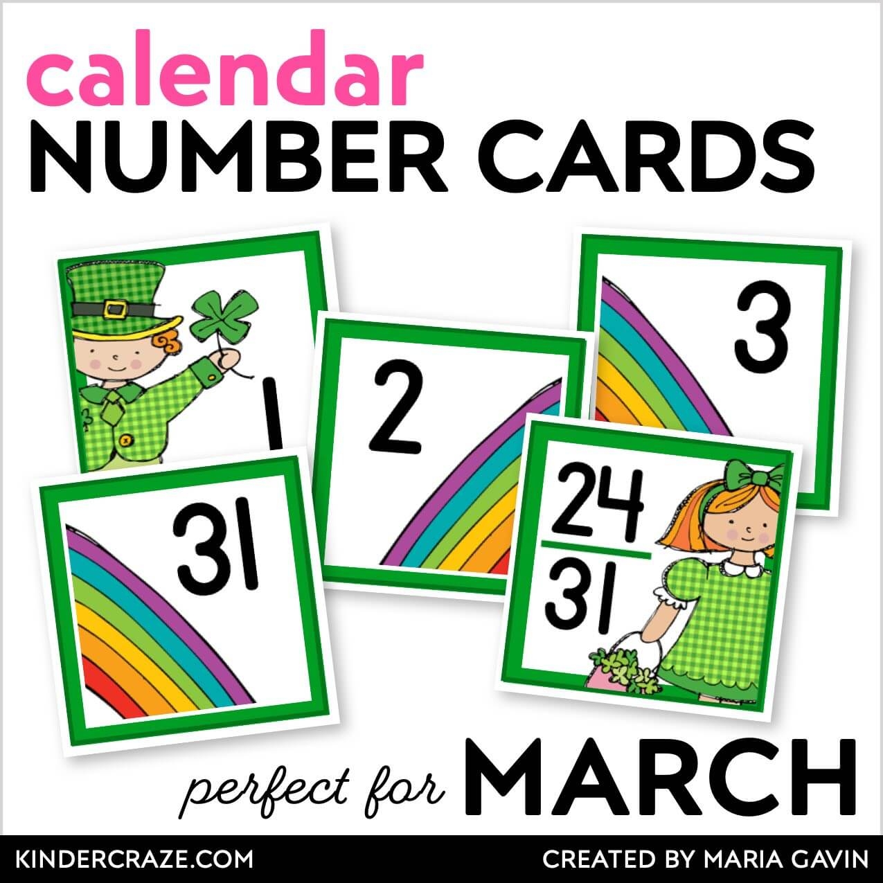March Leprechaun Calendar Numbers Kinder Craze
