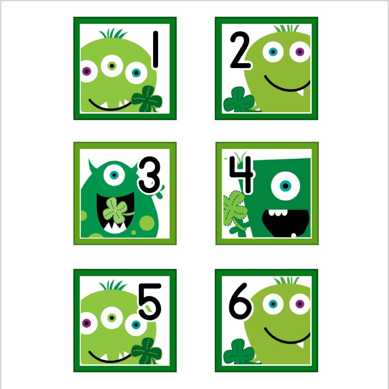 March Leprechaun Monster Calendar Numbers Kinder Craze