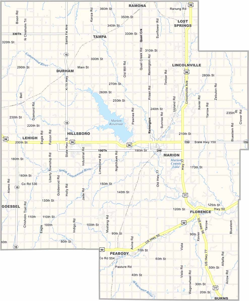 Marion County Map Kansas US County Maps Marion County Map Kansas US County Maps