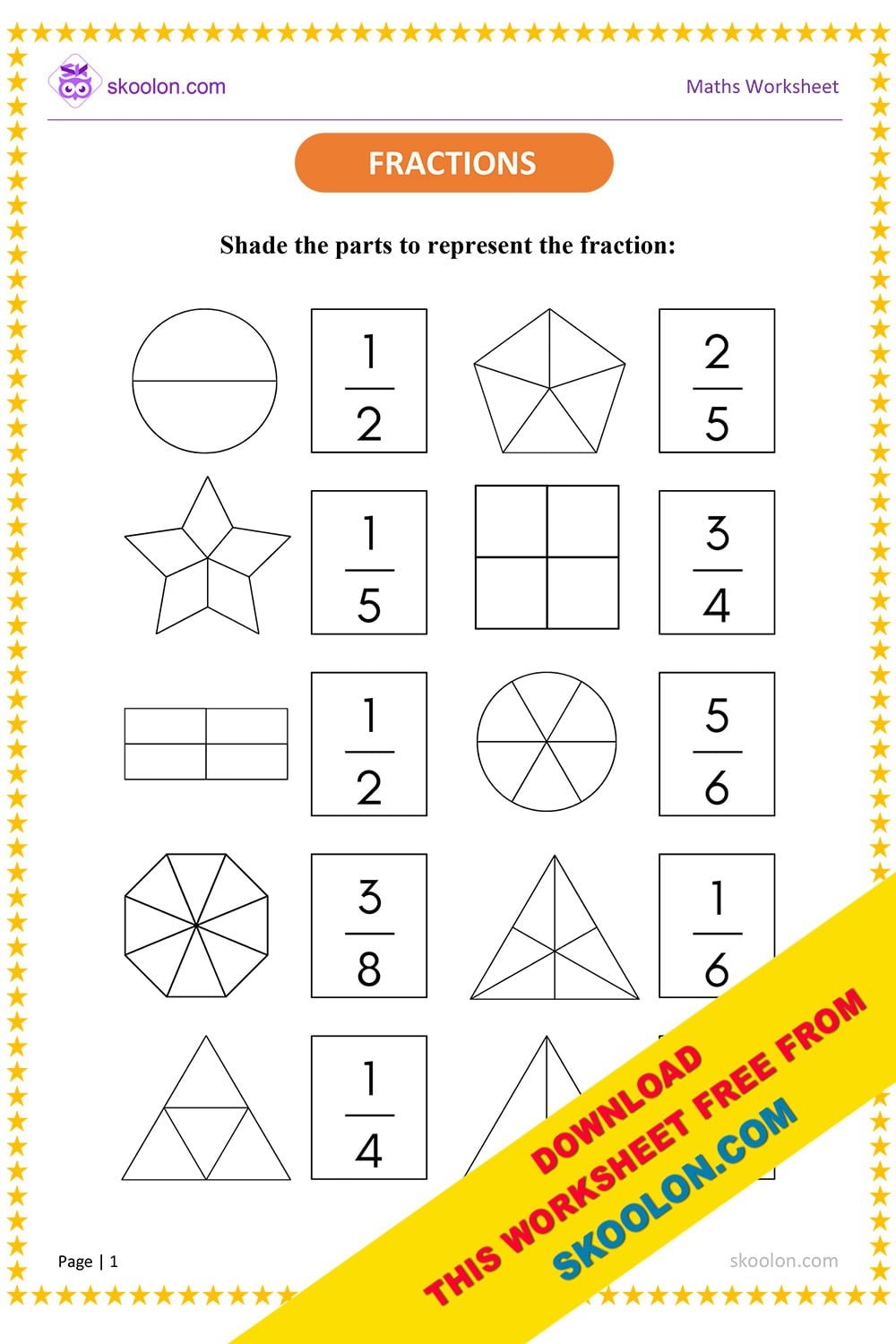Math Fraction Worksheet 1 Skoolon