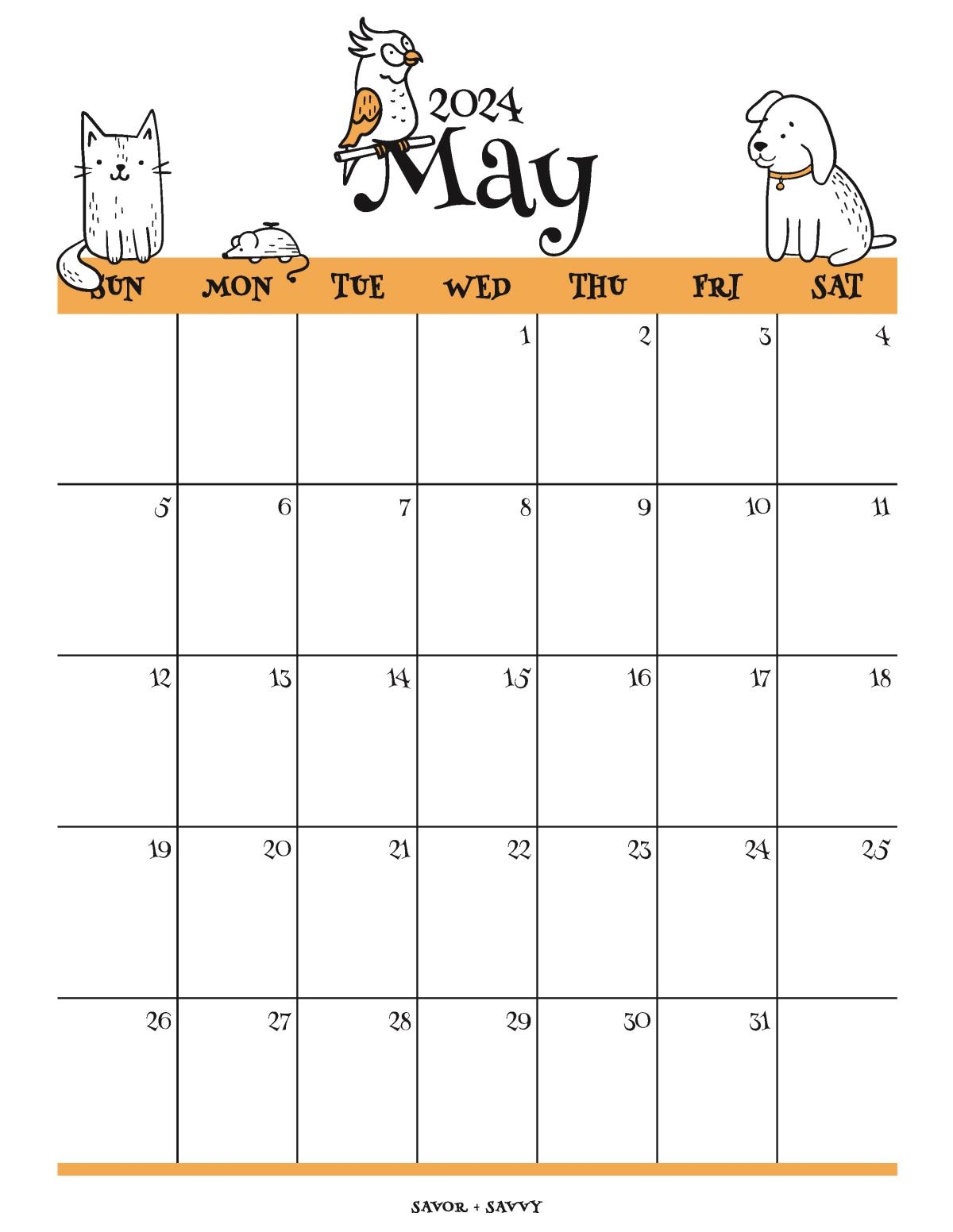 May 2024 Calendar Templates 14 Free Printables Savor Savvy