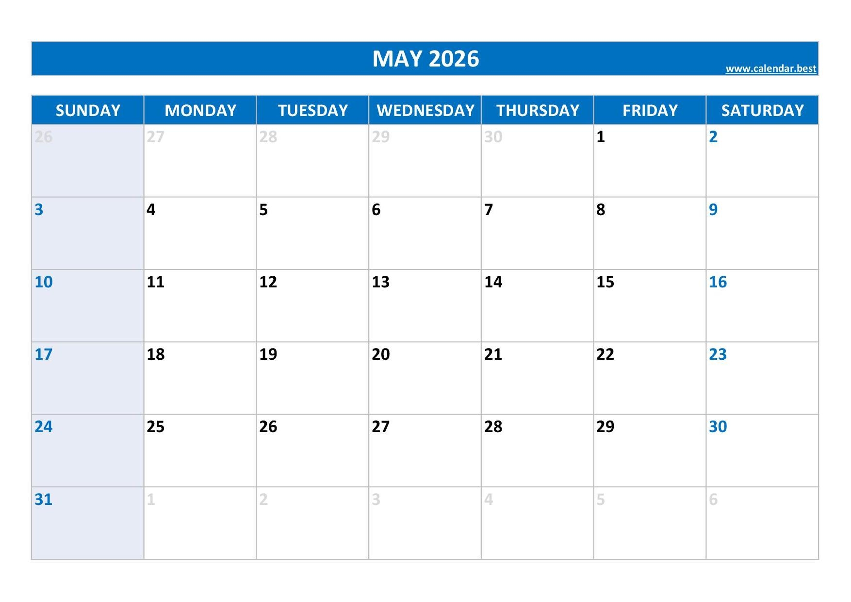May 2026 Calendar Calendar best May 2026 Calendar Calendar best