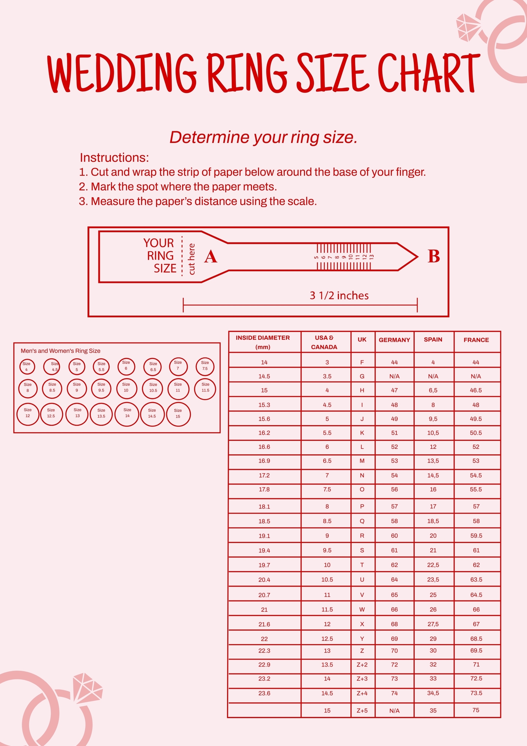 Measuring Tool Print Ring Size Guide Measuring Tool Ring Size Guide Printable Paper Ring Sizer Tool