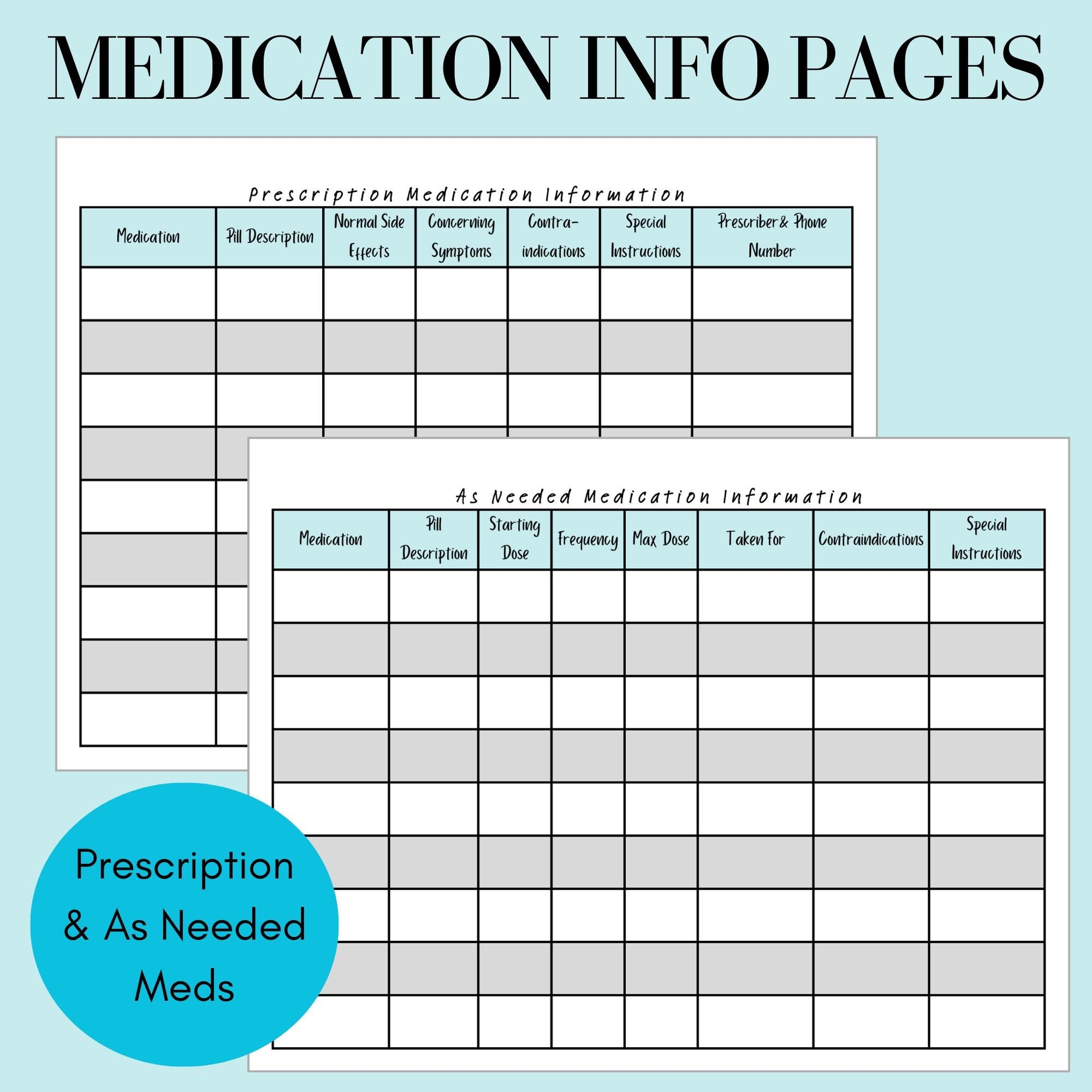 Medication Log Medication Tracker Printable Template Etsy Israel