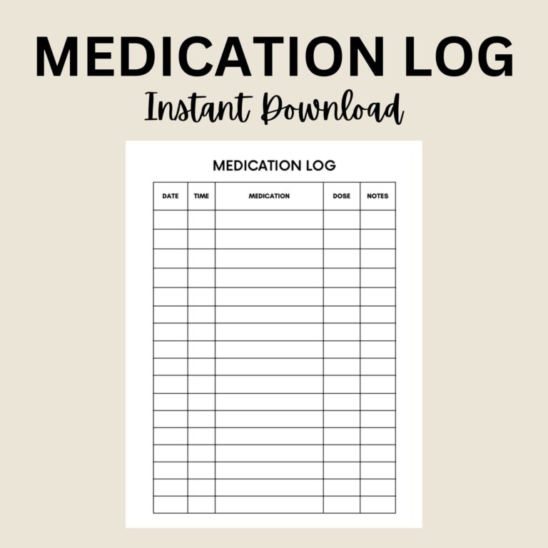 Medication Log Printable Medication Tracker Medication Chart Daily Medication Log Report Schedule Medication List Template Planner PDF Etsy