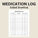 Medication Log Printable Medication Tracker Medication Chart Daily Medication Log Report Schedule Medication List Template Planner PDF Etsy