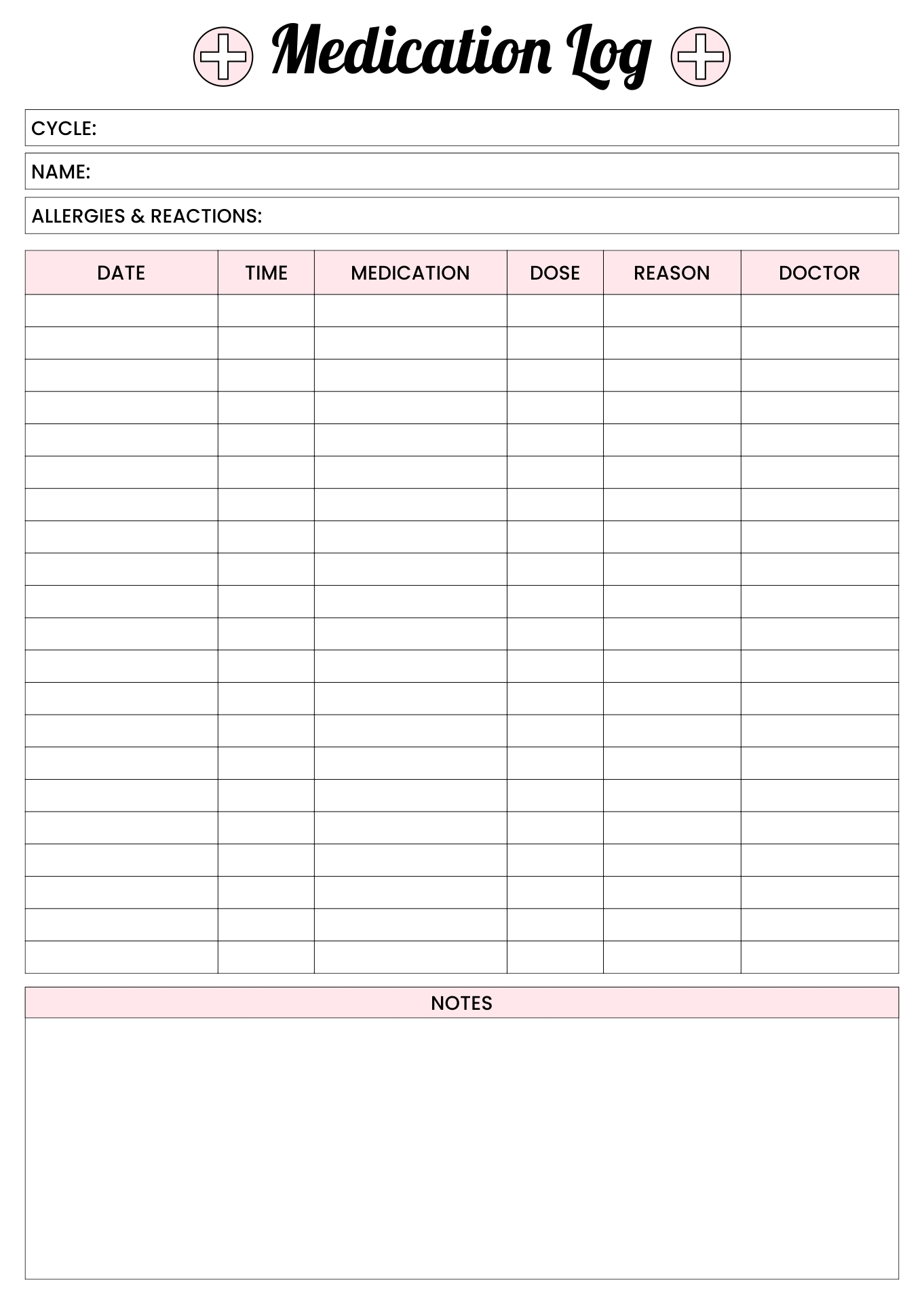 Free Printable Narcotic Count Sheet Pdf