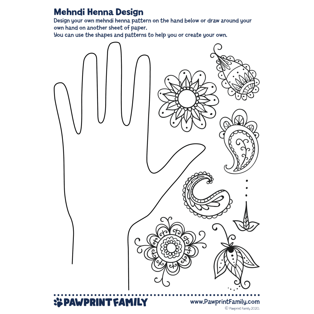 Mehndi Henna Design Pawprint Family